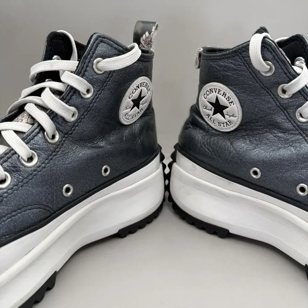 Converse Run Star Hike Shoes Womens 11 Blue Leather Platform Sneakers Snakeskin